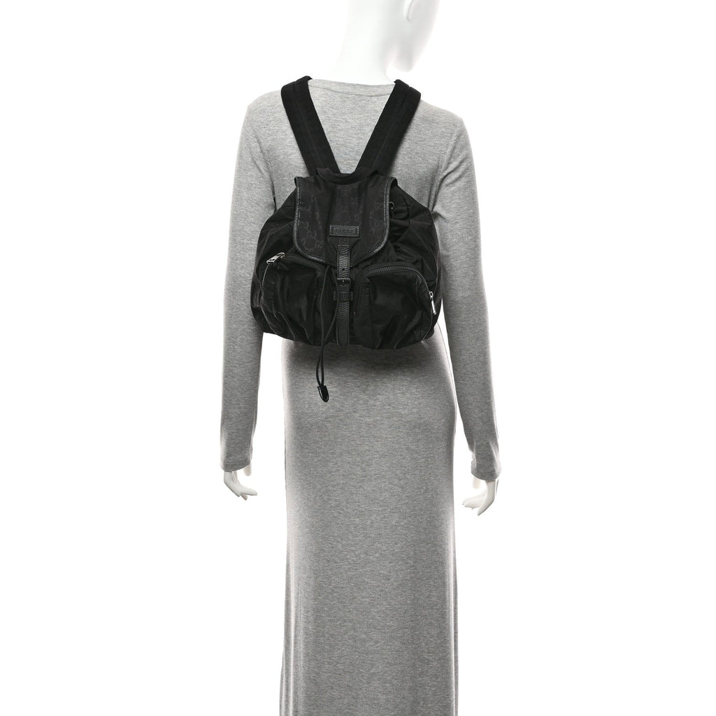 Nylon Monogram Medium Light Single Buckle Backpack Black