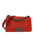 Suede Caviar Quilted Medium Boy Flap Red