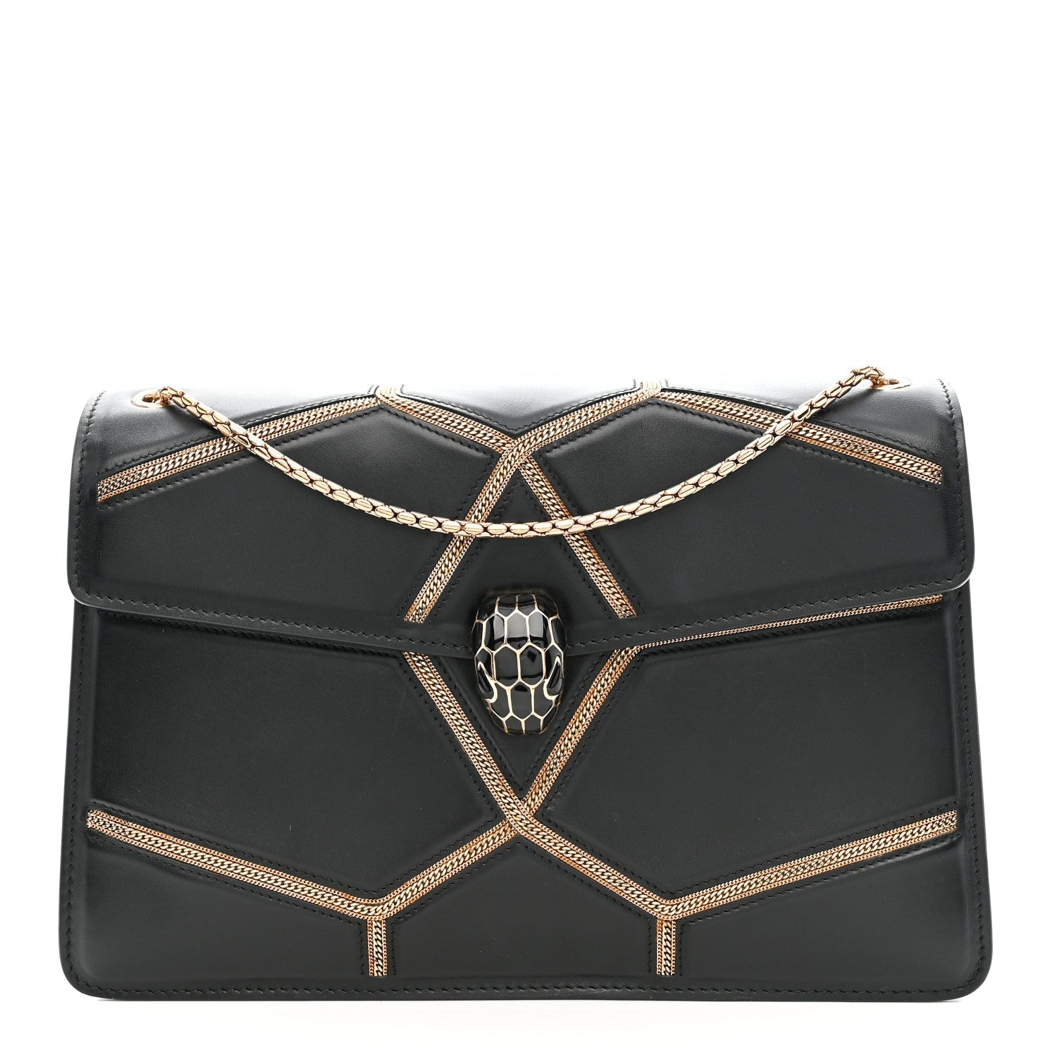 Calfskin Glam Rebel Serpenti Forever Shoulder Bag Black