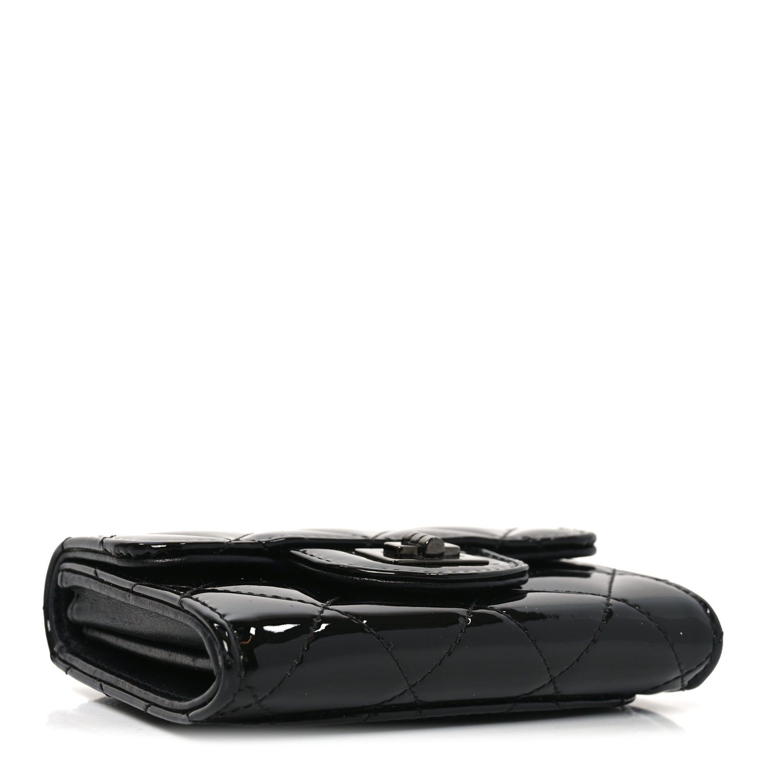 Patent Quilted Reissue Flap  Holder Wallet So Black
