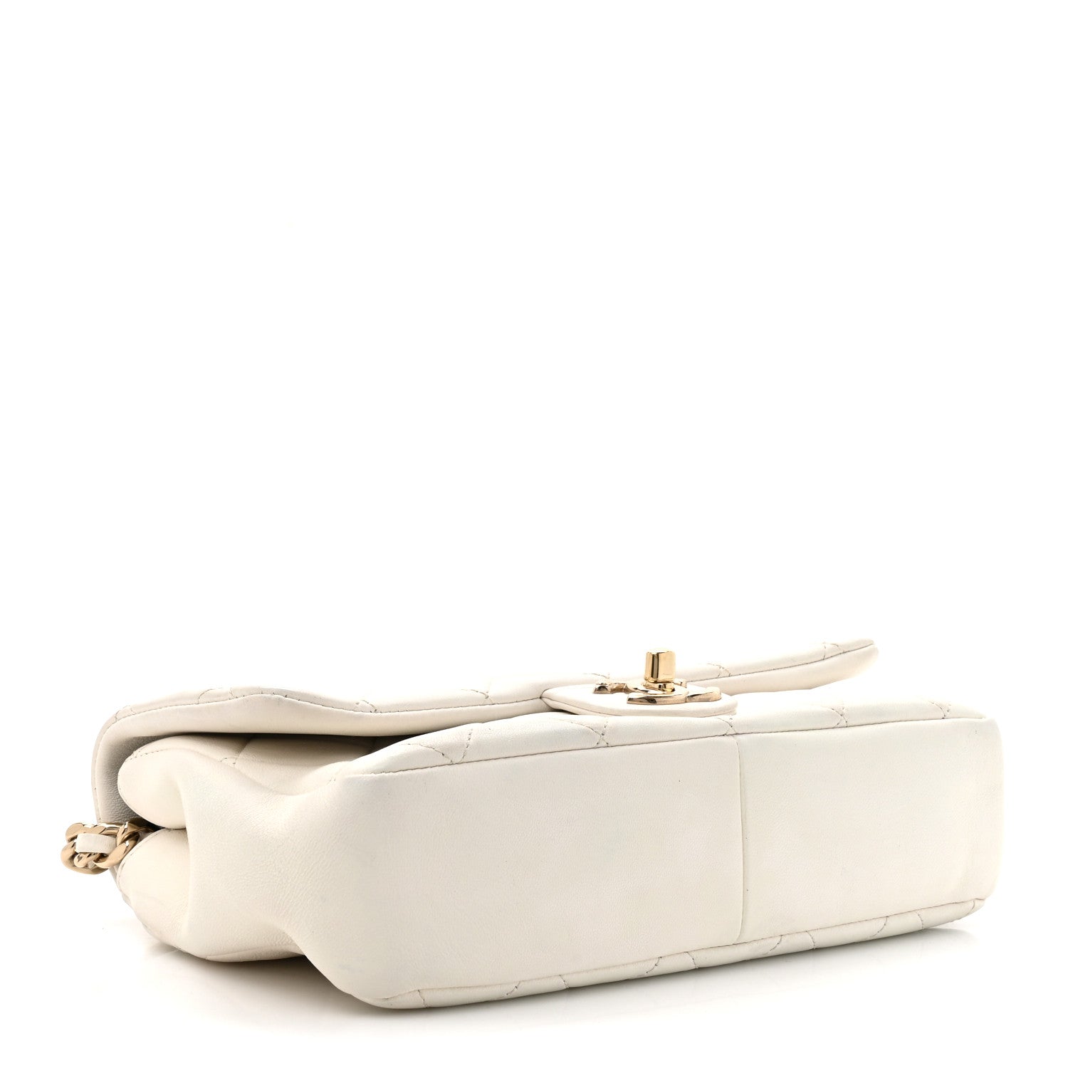 Lambskin Quilted Resin Bi-Color Chain Flap Bag White