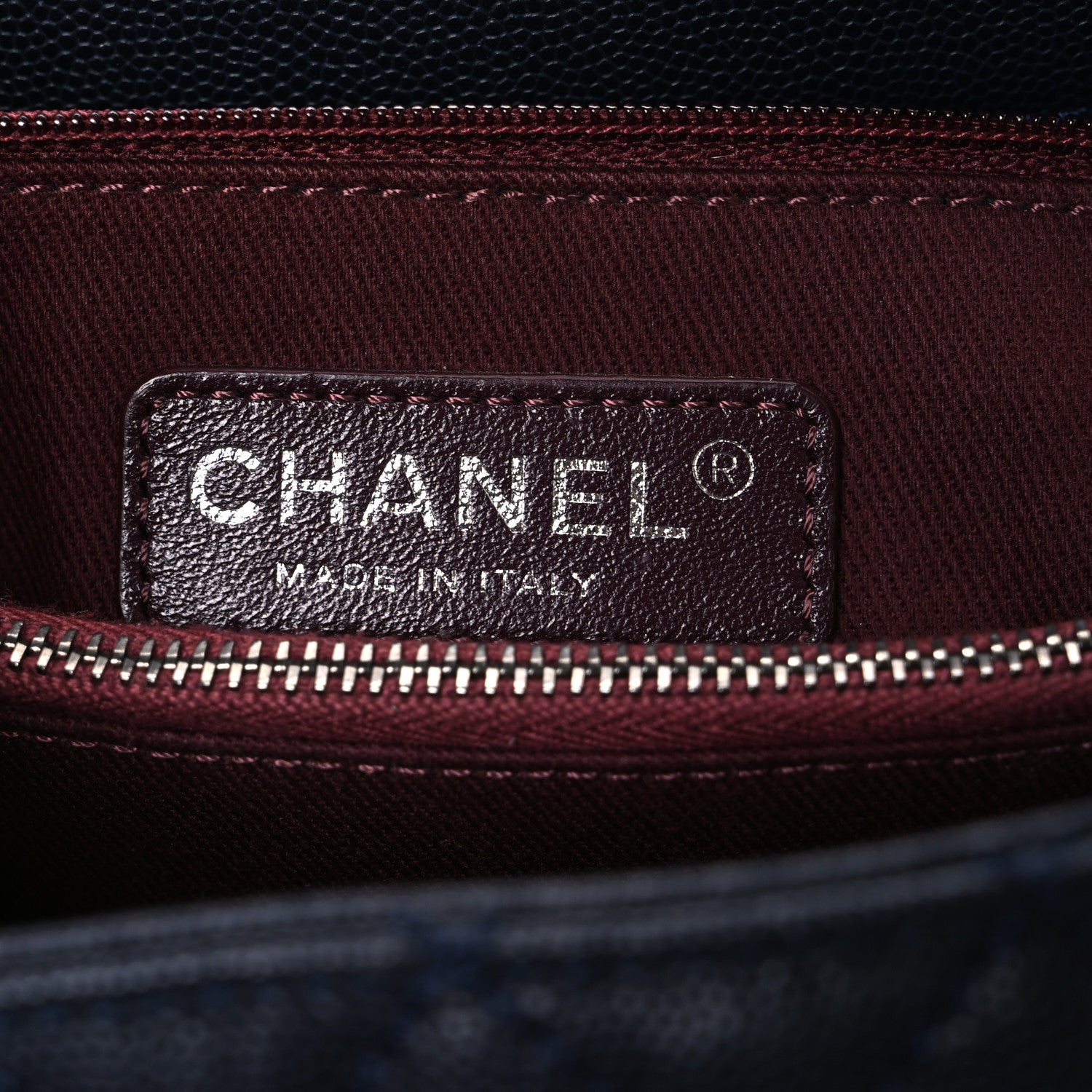 Caviar Quilted Small Coco Handle Flap Navy