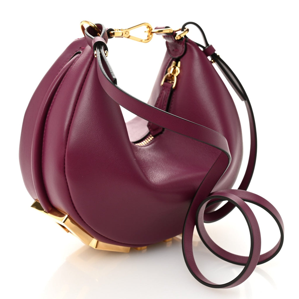Vitello Grace Matte Mini Fendigraphy Hobo Bag Rosso Roma