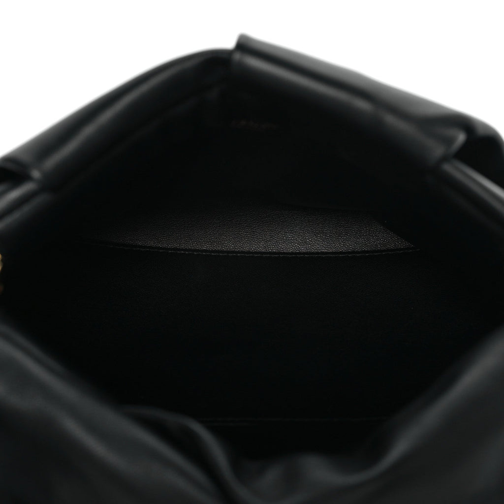 Lambskin Rose Clutch Black