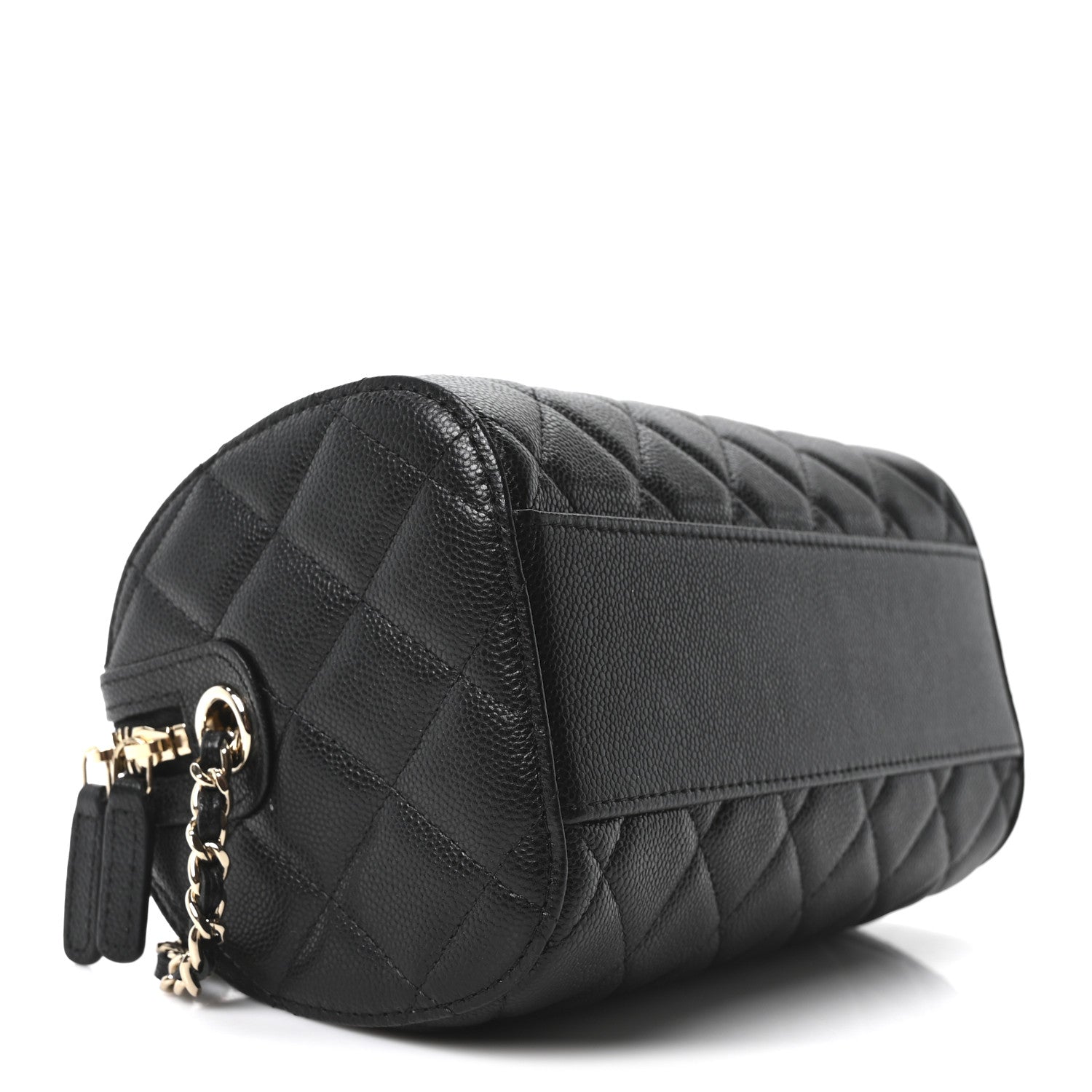Caviar Quilted Barrel Purse With Chain  Black