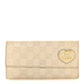Shangai Calfskin Lovely Heart Continental Wallet Off White