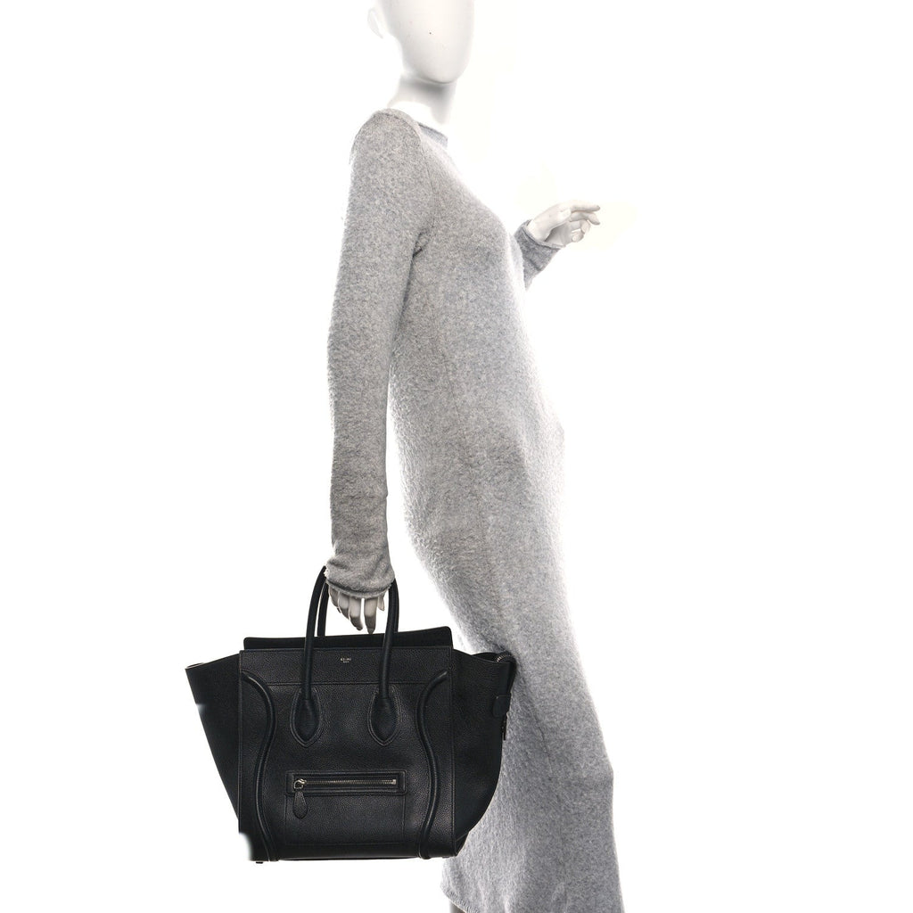 Drummed Calfskin Mini Luggage Black