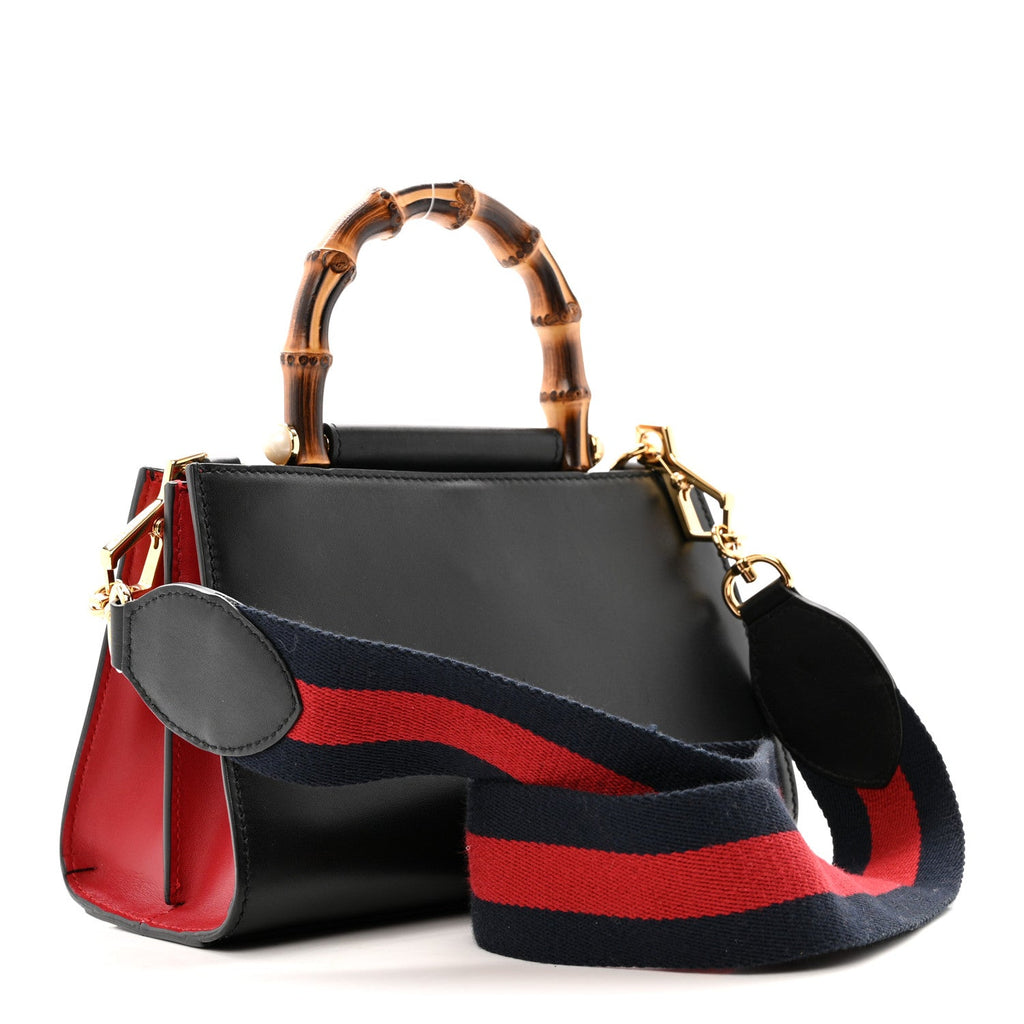 Nappa Bamboo Web Mini Nymphaea Top Handle Bag Black