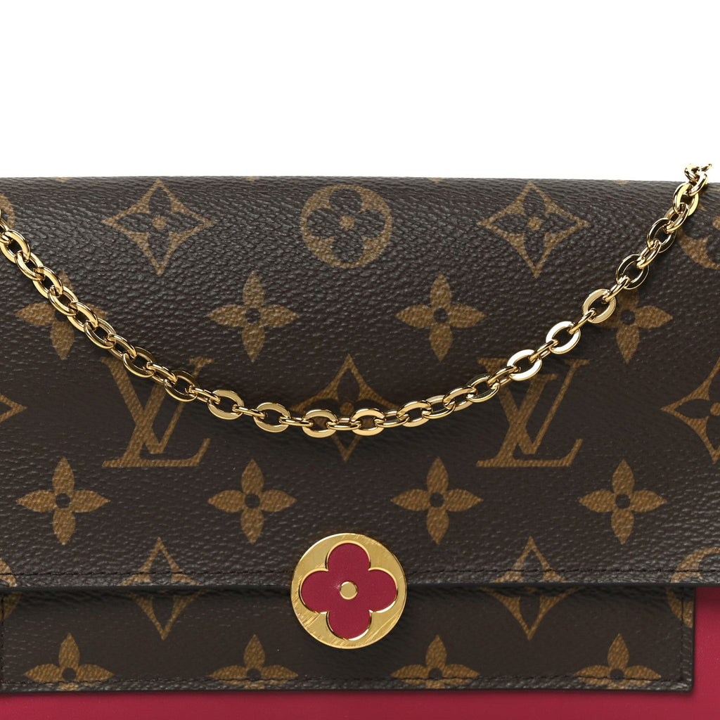 Monogram Flore Chain Wallet Fuchsia