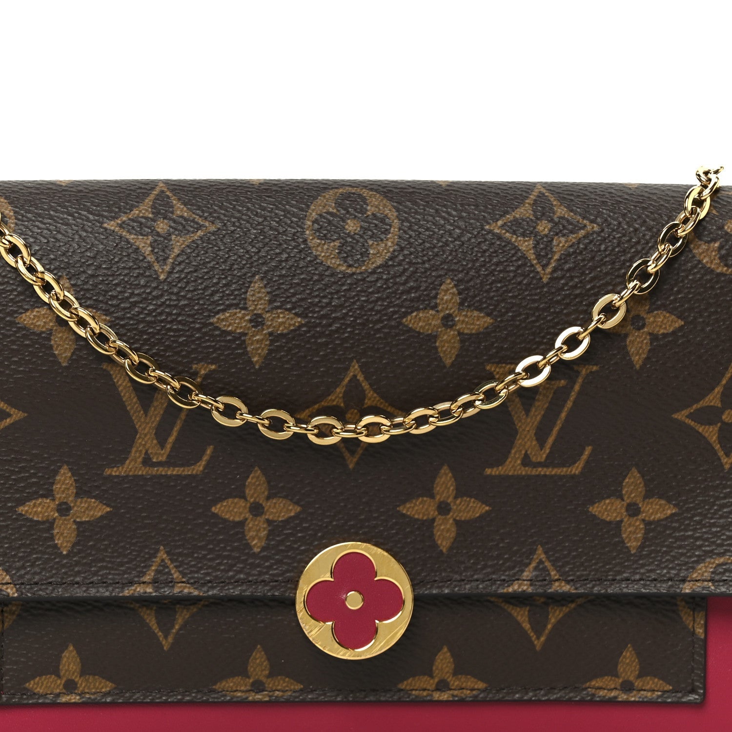 Monogram Flore Chain Wallet Fuchsia