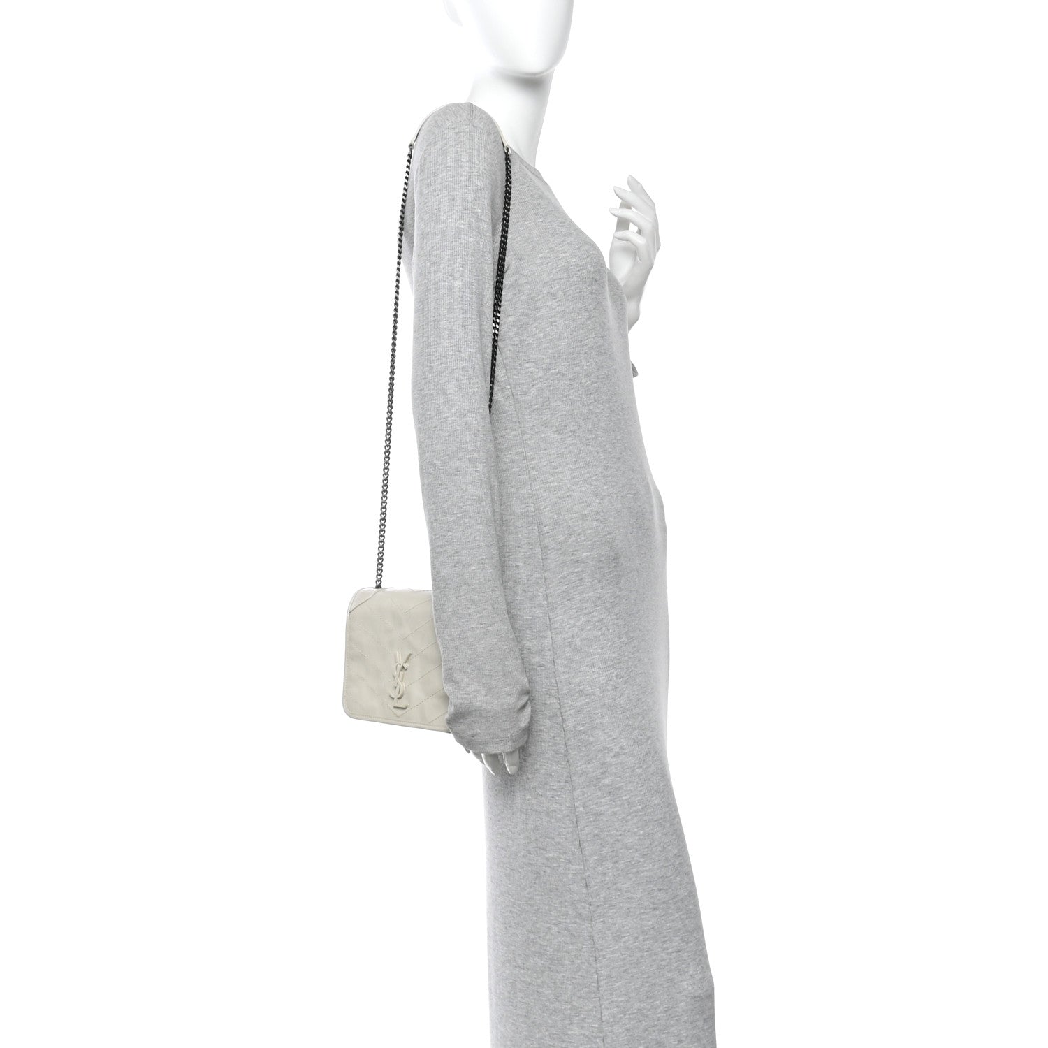 Crinkled Calfskin Matelasse Monogram Niki Chain Wallet Crema Soft