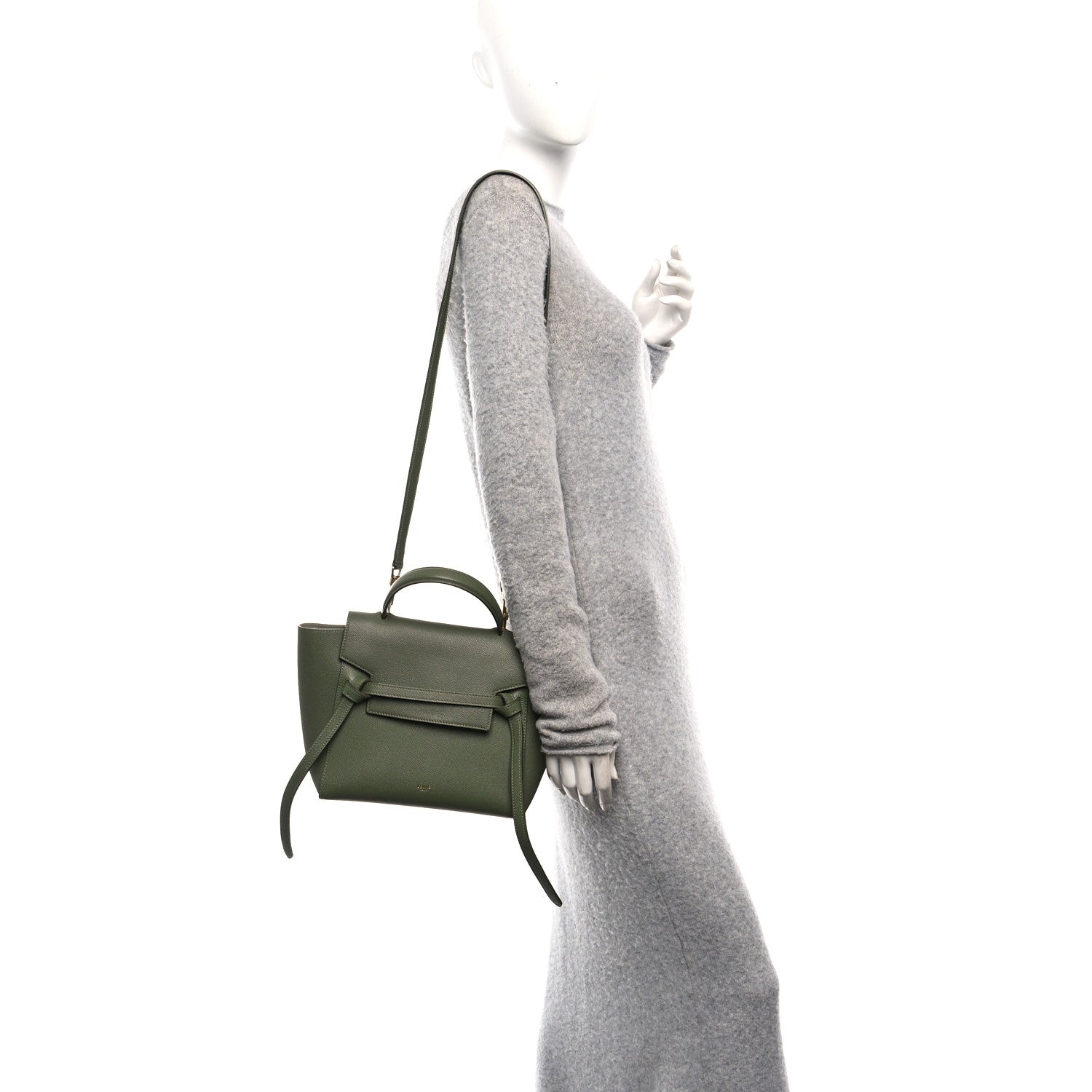 Grained Calfskin Micro Belt Bag Army Green