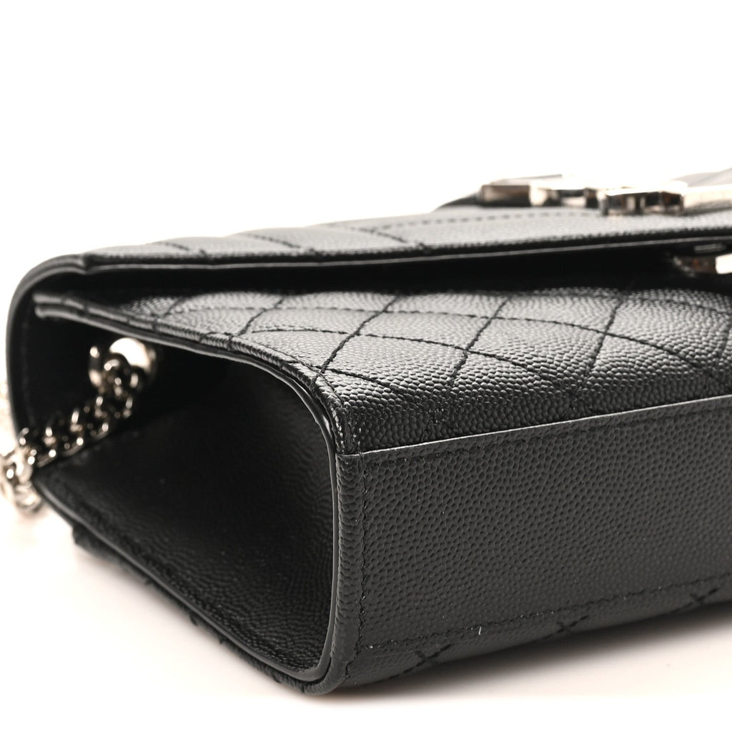 Grain De Poudre Textured Mixed Matelasse Triquilt Small Monogram Satchel Black
