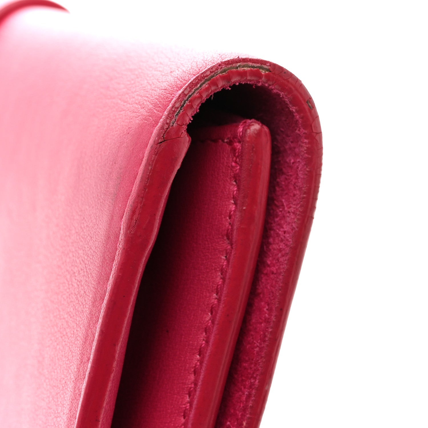 Calfskin Classic Y Ligne Clutch Fuchsia