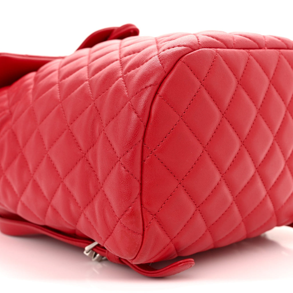 Lambskin Quilted Small Urban Spirit Backpack Red