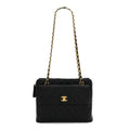 Caviar Quilted Flap Shoulder Bag Black