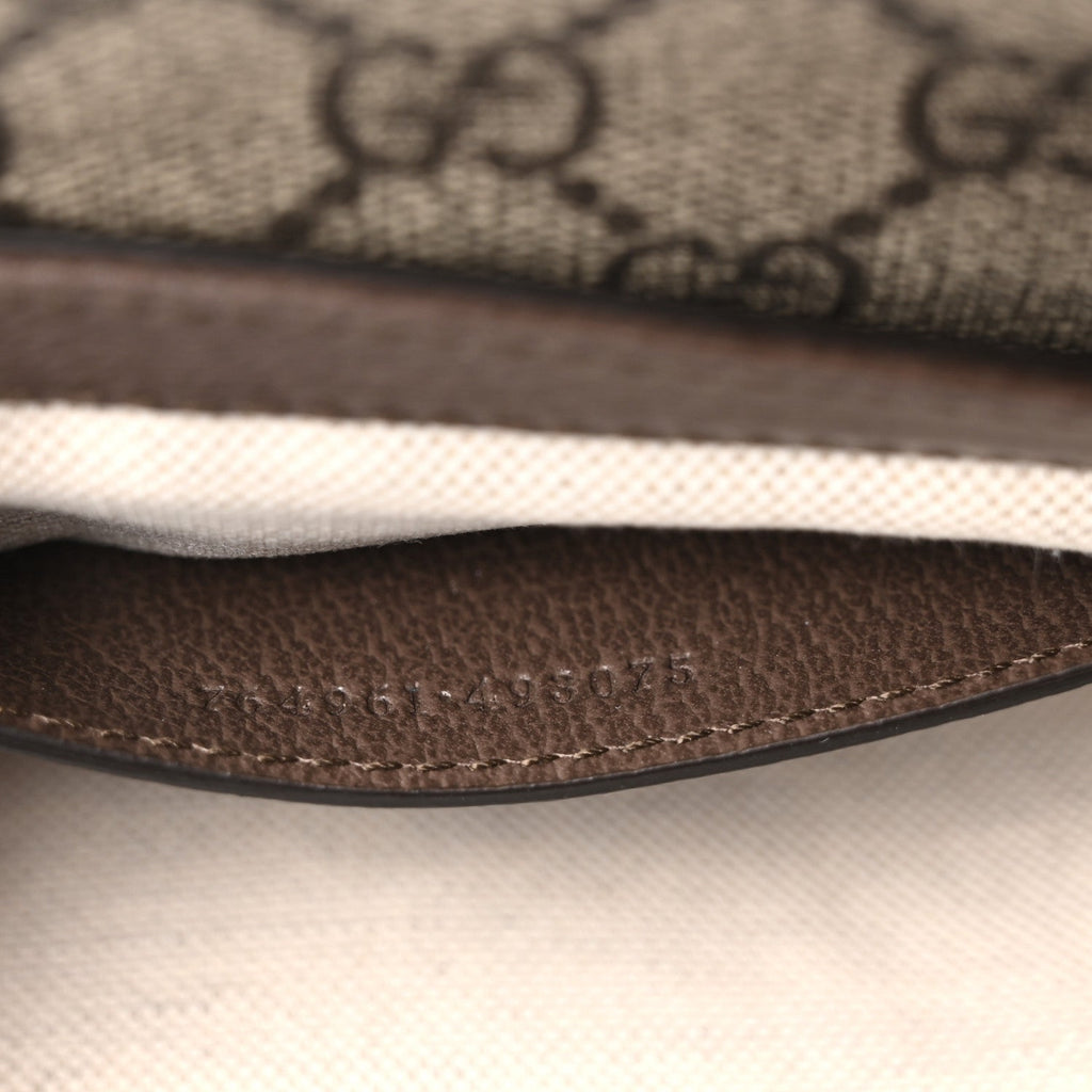 GG Supreme Monogram Textured Dollar Calfskin Web Mini Ophidia Envelope Shoulder Bag Beige Ebony New Acero