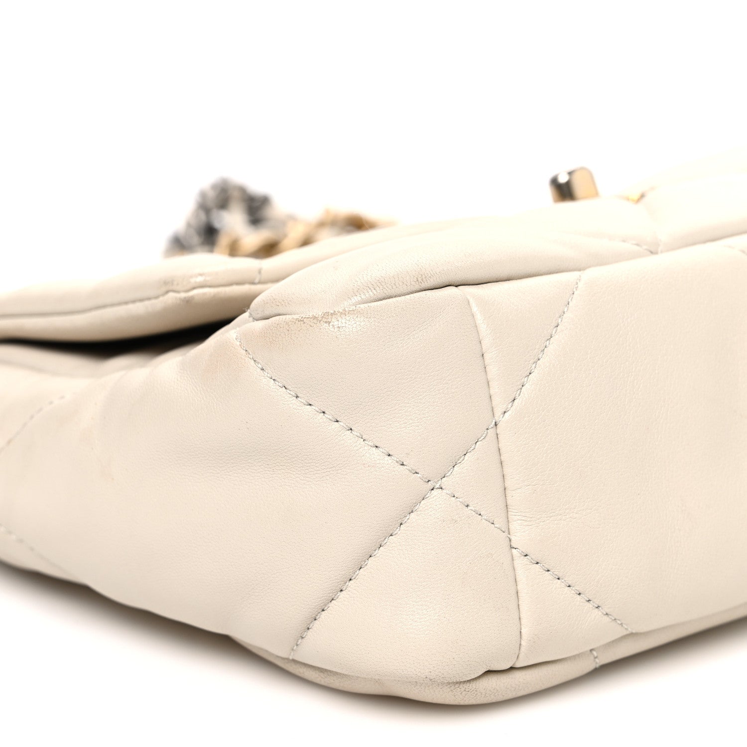 Goatskin Quilted Medium Chanel 19 Flap Beige