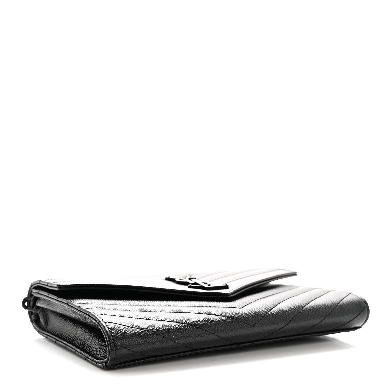 Grain De Poudre Matelasse Chevron Monogram Monochrome Envelope Clutch Black