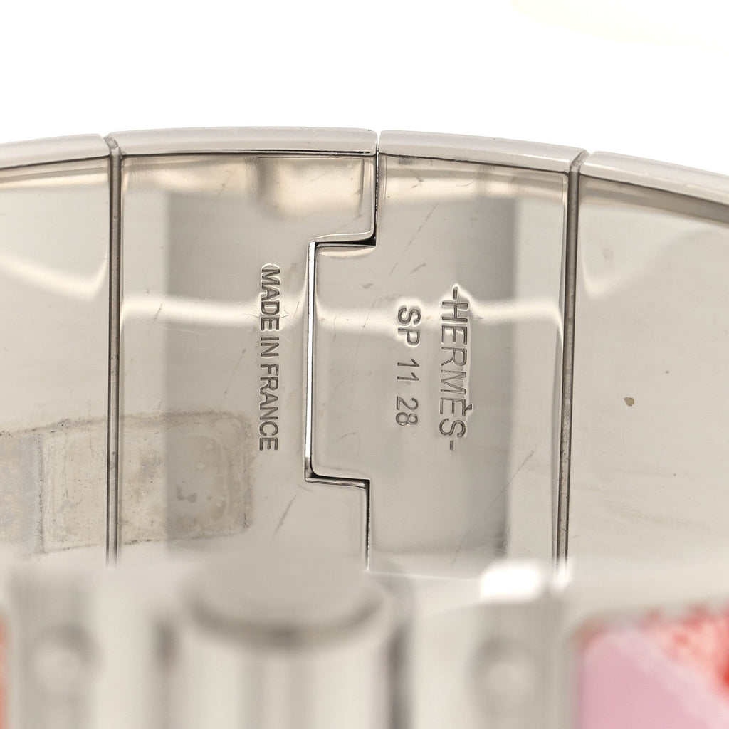 Enamel Printed Wide Square Bolduc Hinged Bracelet S Life In Orange