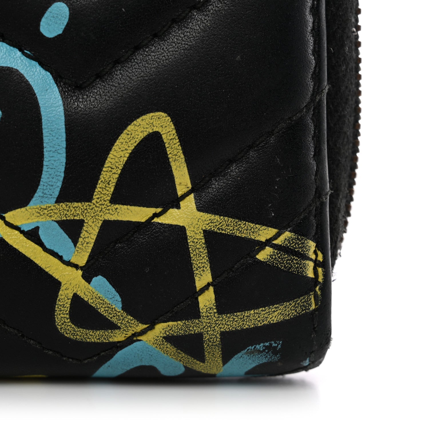 Calfskin Matelasse GucciGhost GG Marmont Zip Around Wallet Black New Acquamarine