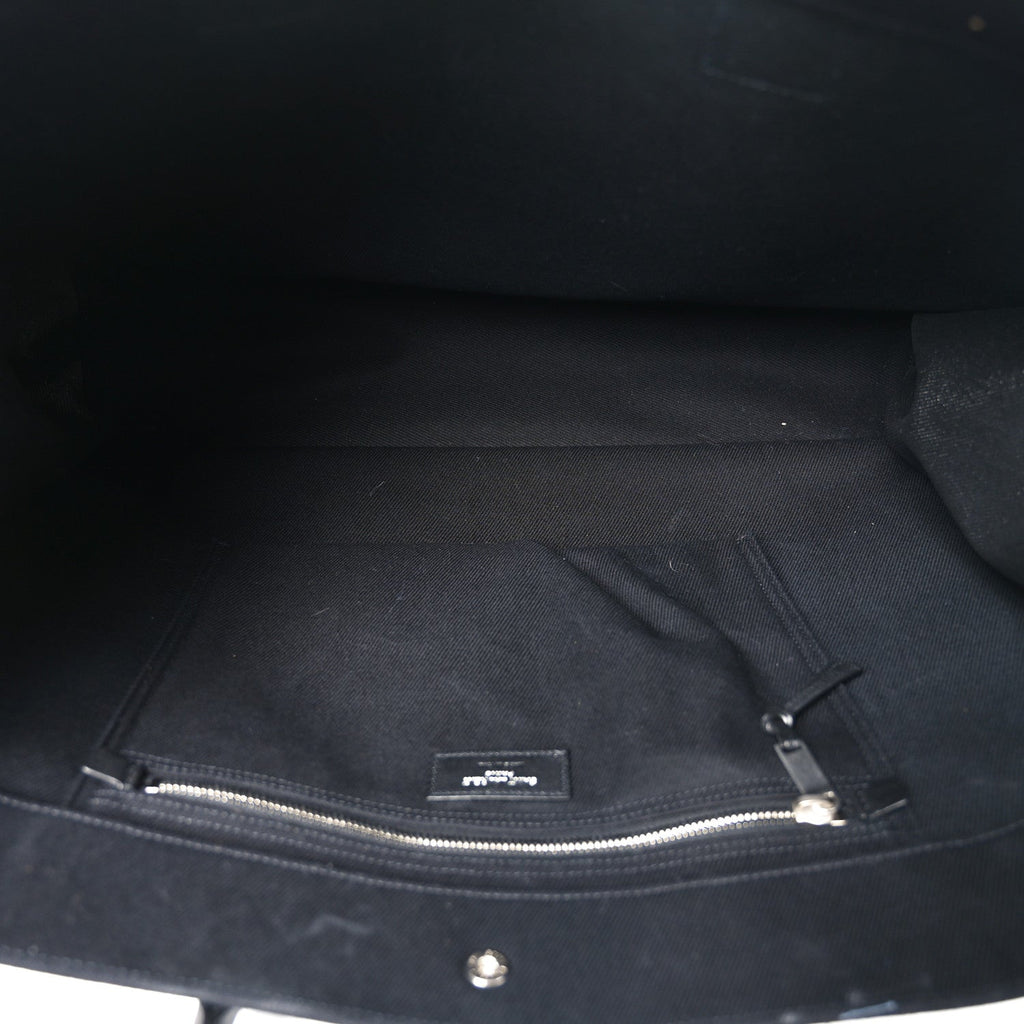 Linen Calfskin Rive Gauche Tote Black