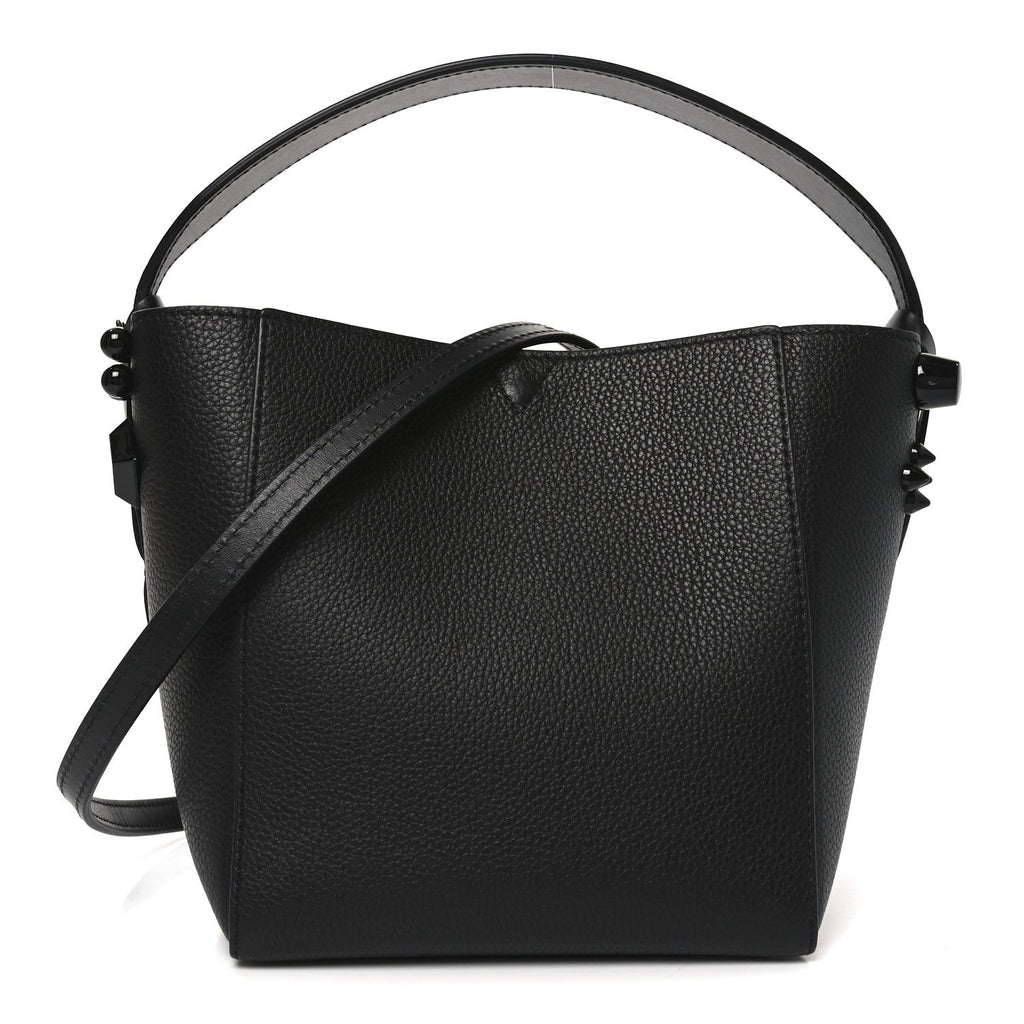 Calfskin Empire Spike Studded Mini Cabachic Bucket Bag Black