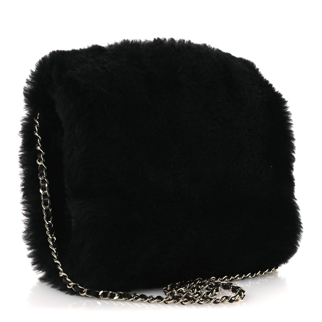 Muff Shearling Lambskin Bag Black Ecru