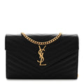 Grain De Poudre Matelasse Chevron Monogram Chain Wallet Black