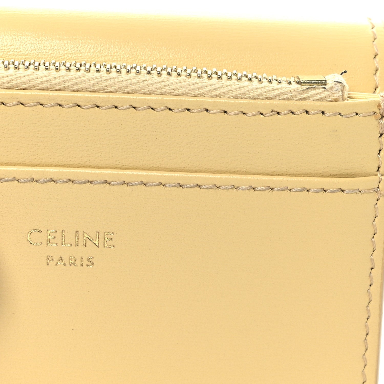 Shiny Calfskin Compact Triomphe Wallet With Coin Purse Pollen