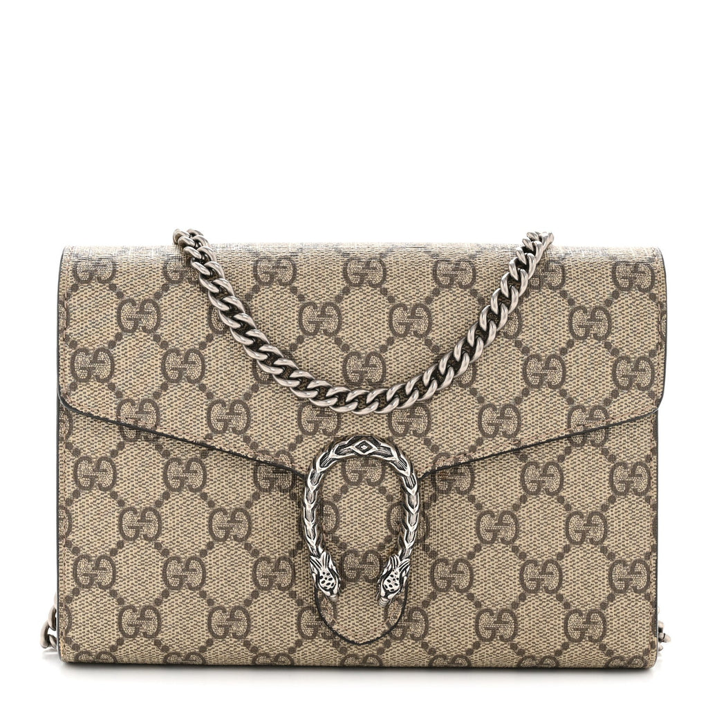 GG Supreme Monogram Mini Dionysus Chain Wallet Beige Taupe