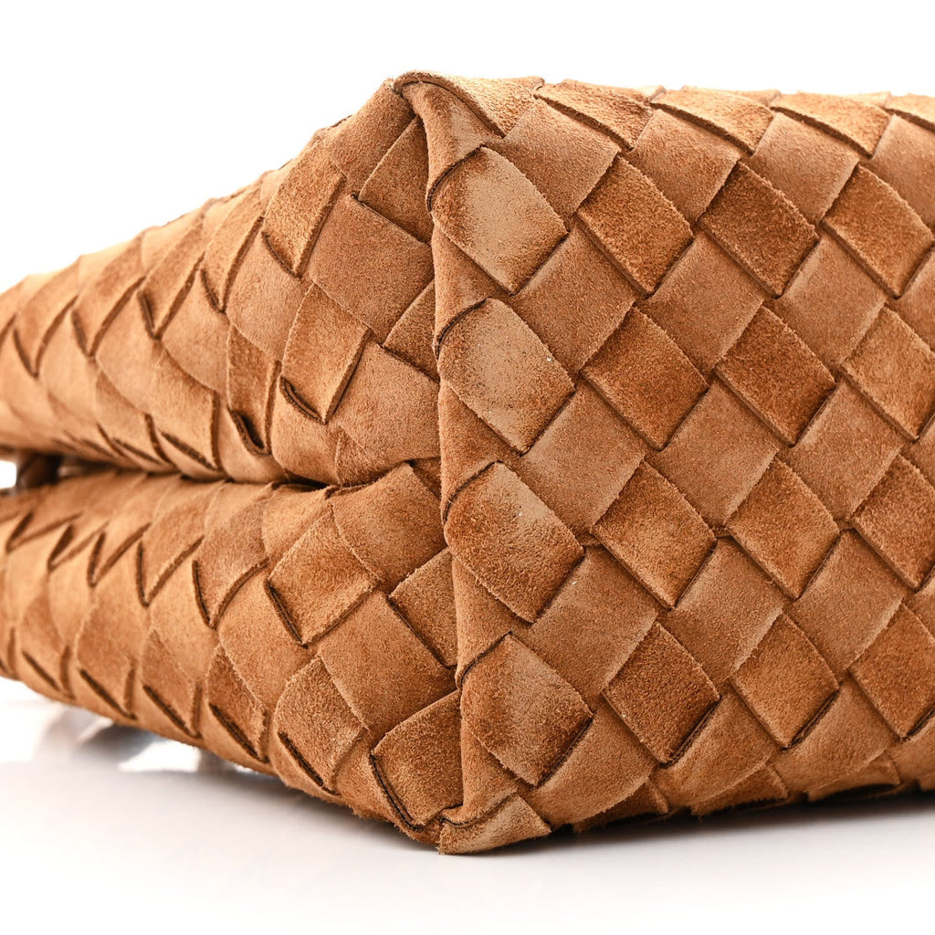Suede Intrecciato Small Andiamo Shoulder Bag Amber