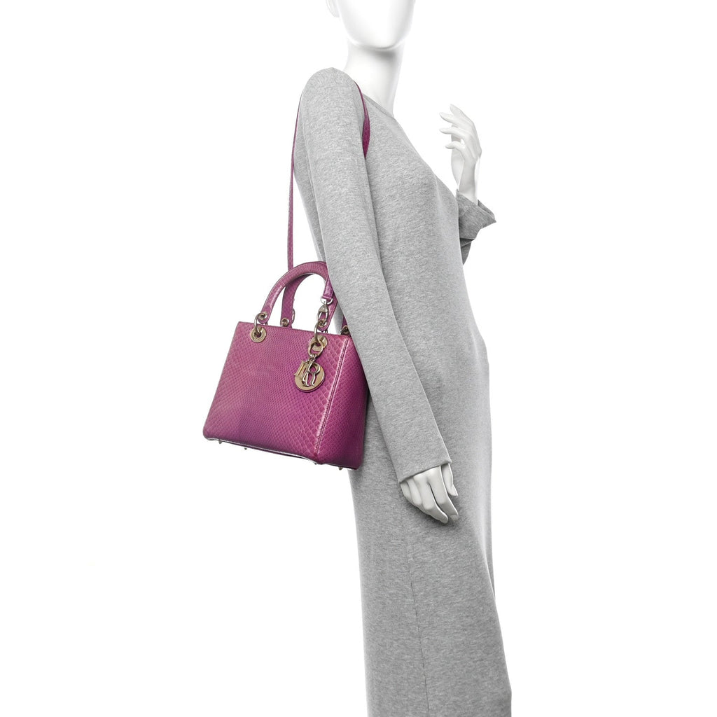 Snakeskin Medium Lady Dior Purple
