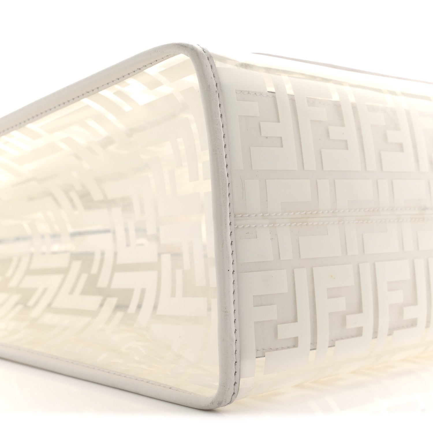 TPU FF Vitello Century Plexiglass Medium Runaway Shopper Tote White