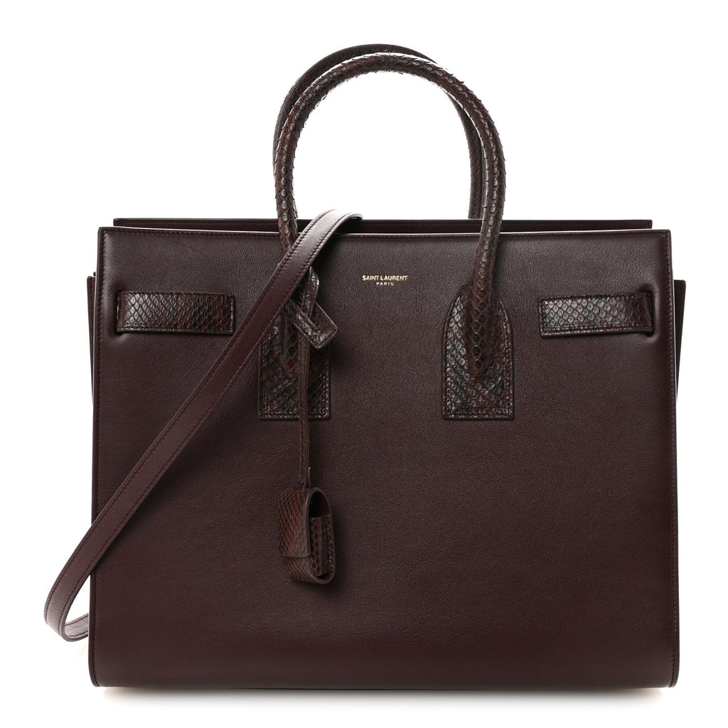 Calfskin Snakeskin Small Sac De Jour Burgundy