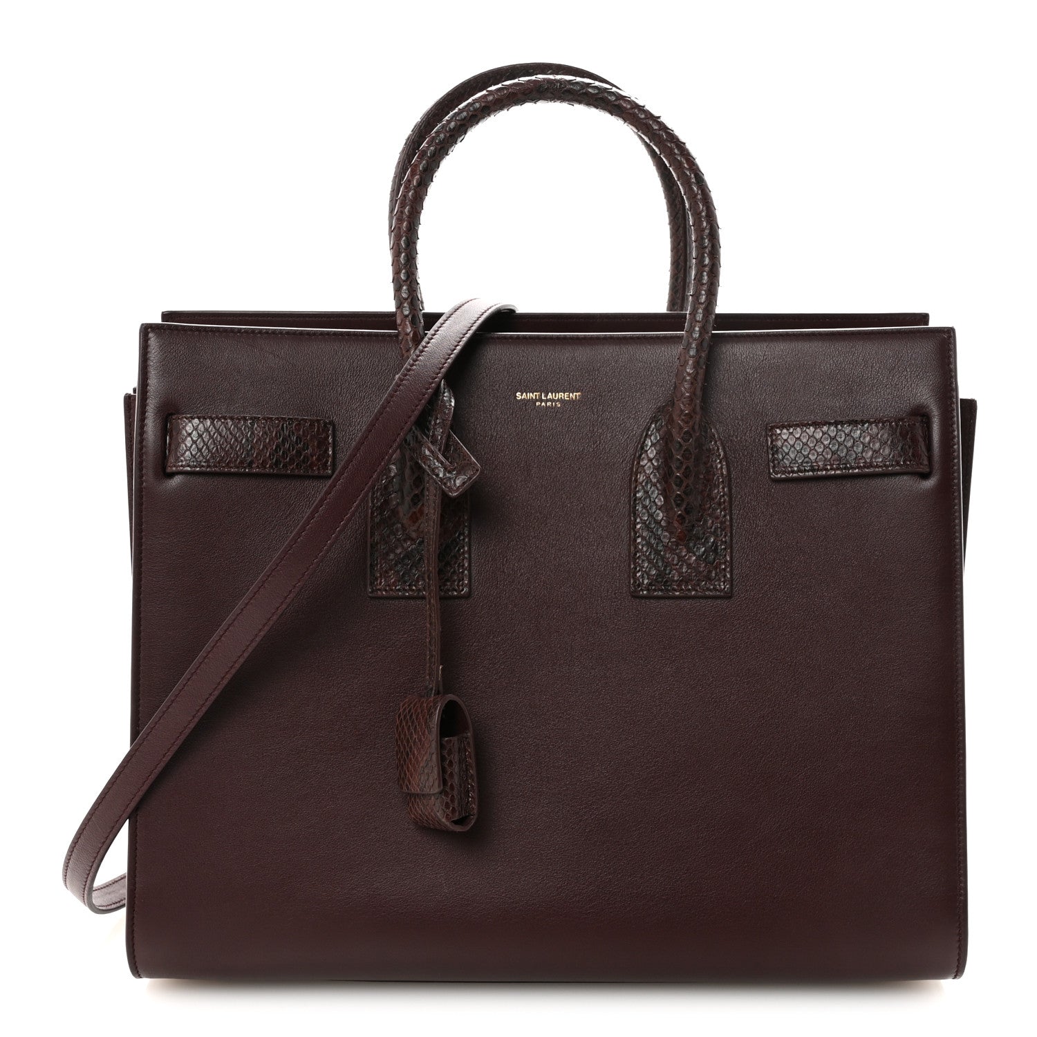 Calfskin Snakeskin Small Sac De Jour Burgundy