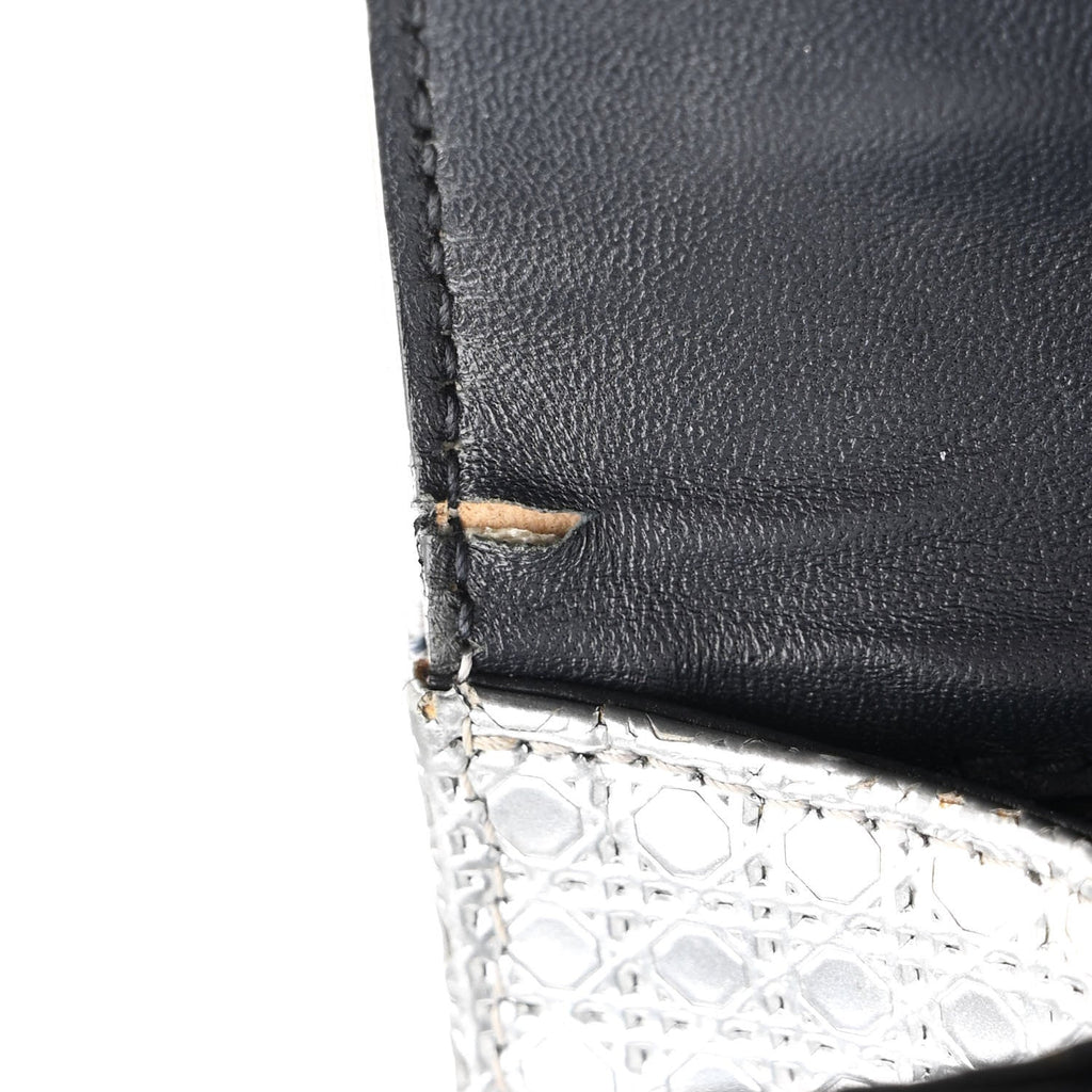 Metallic Patent Micro-Cannage Medium Diorama Flap Bag Silver