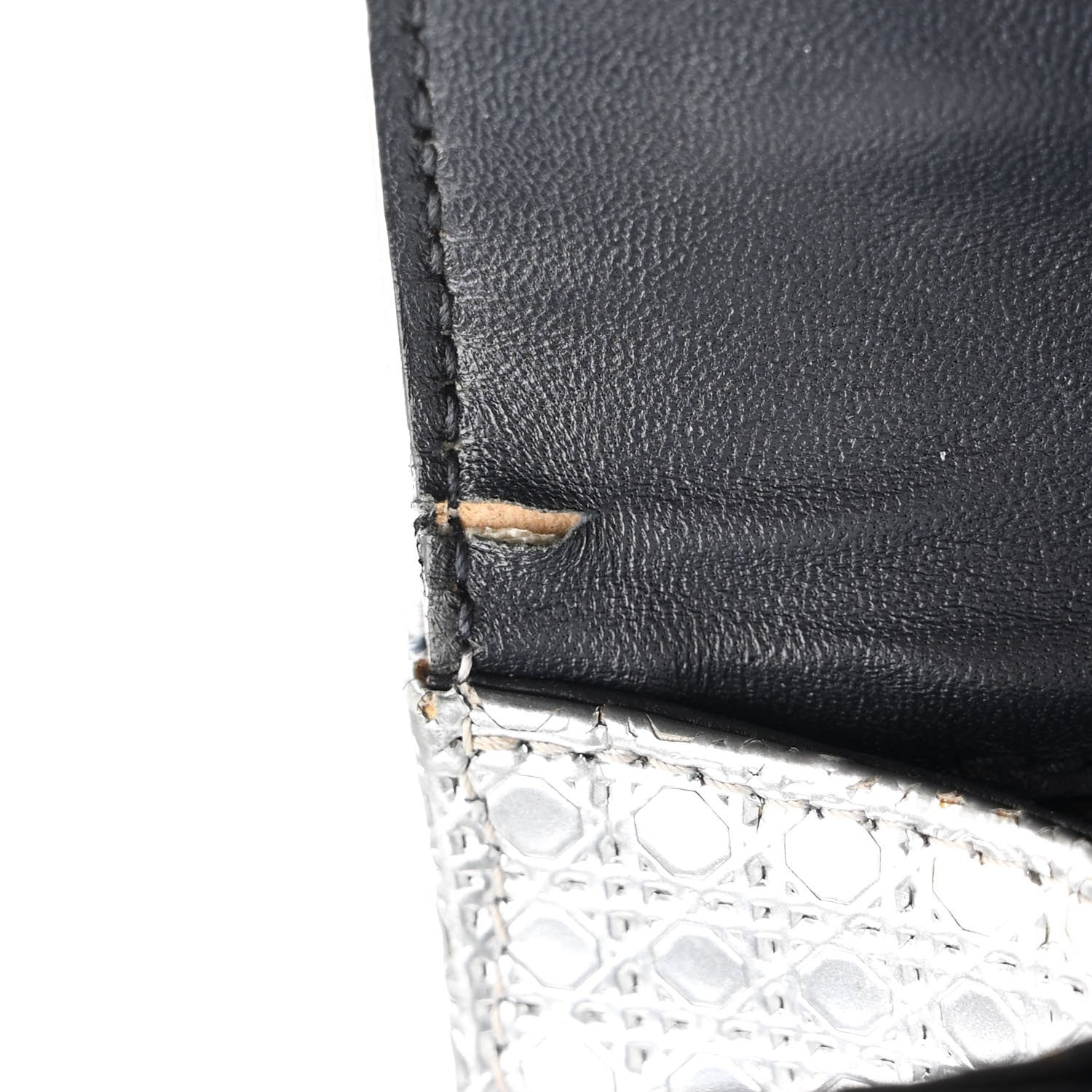 Metallic Patent Micro-Cannage Medium Diorama Flap Bag Silver