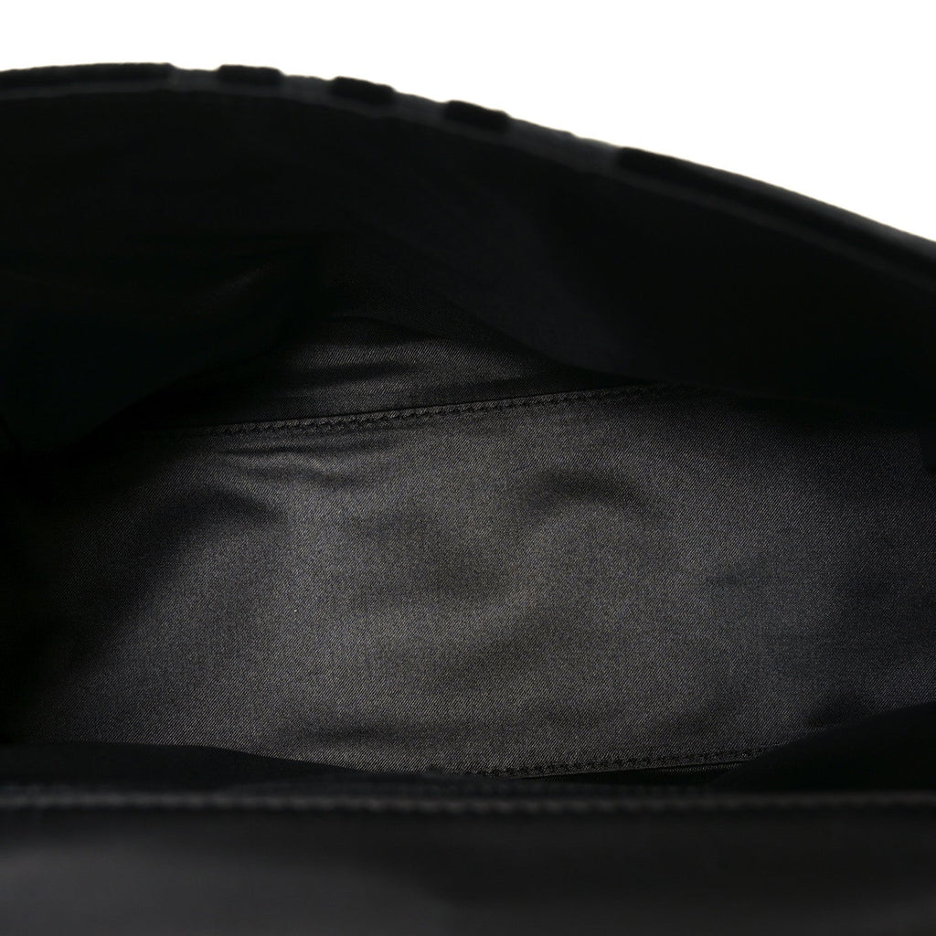 Velvet Checkered Flap Bag Black