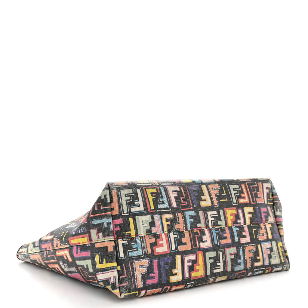Zucca Spalmati Patent Zucchino Screen Print Medium Roll Tote Tobacco Multicolor Black