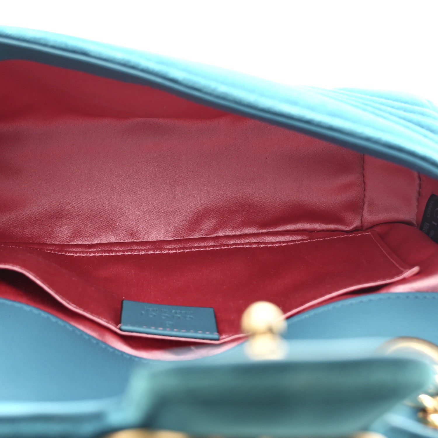 Velvet Matelasse Mini GG Marmont Shoulder Bag Pavone Cyan
