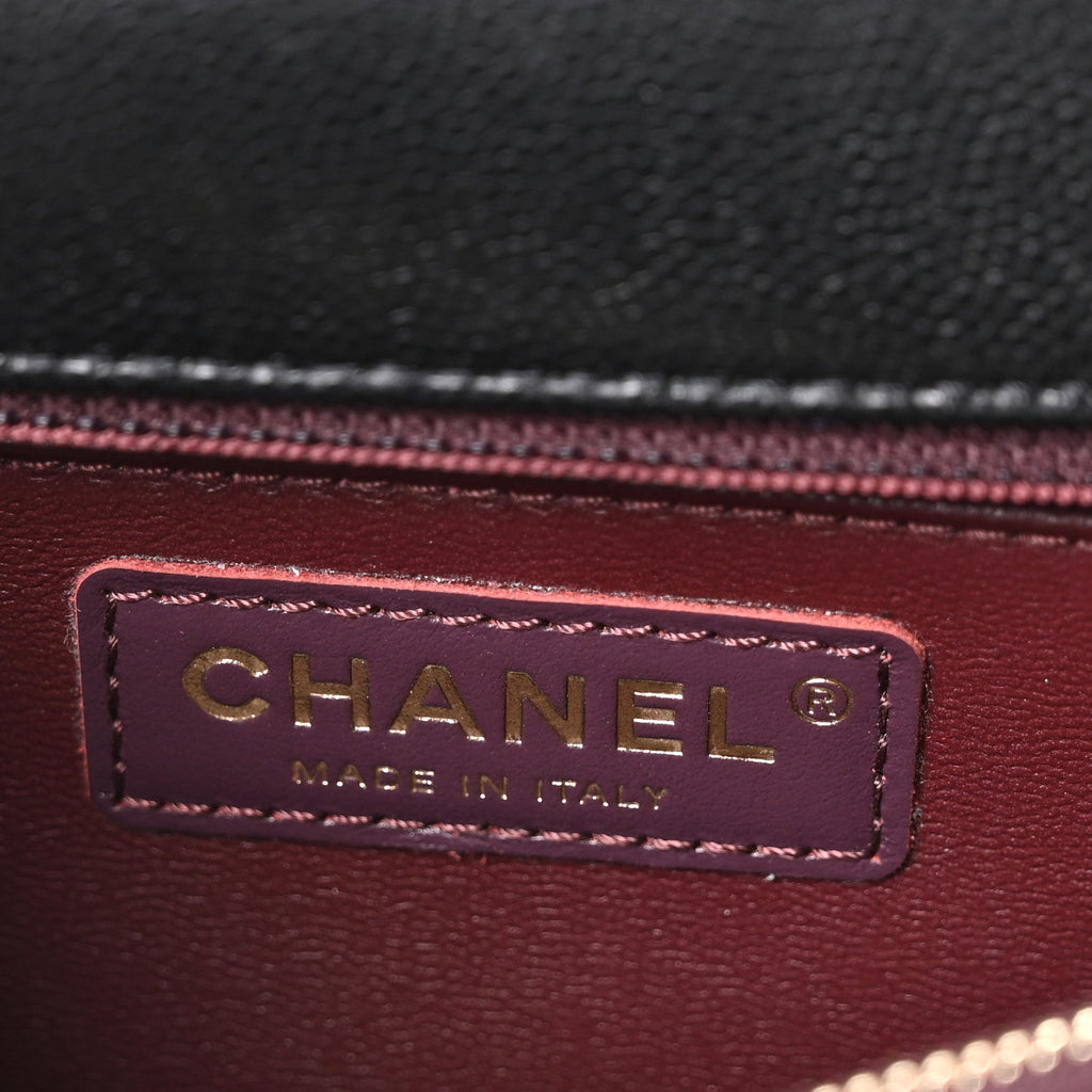Caviar Quilted Small Coco Handle Flap Black