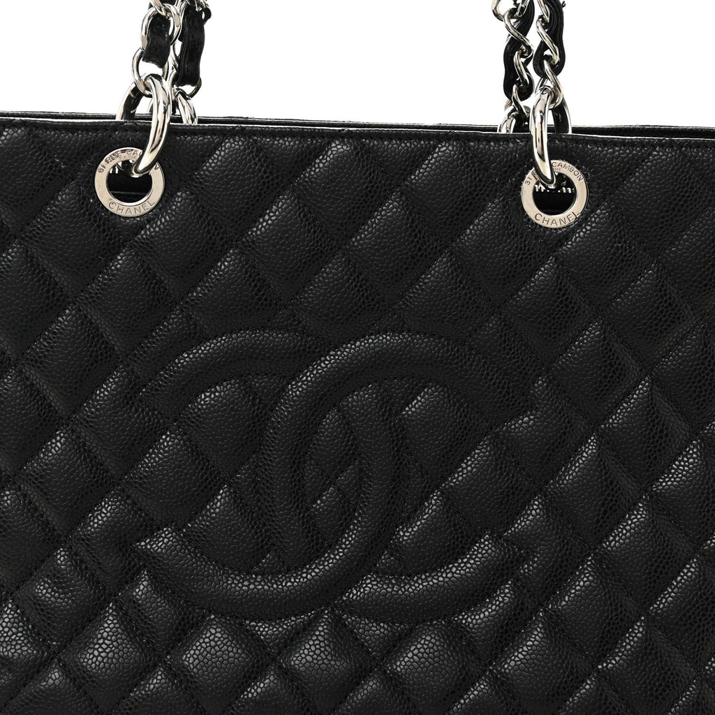 Caviar Quilted Grand Shopping Tote GST Black