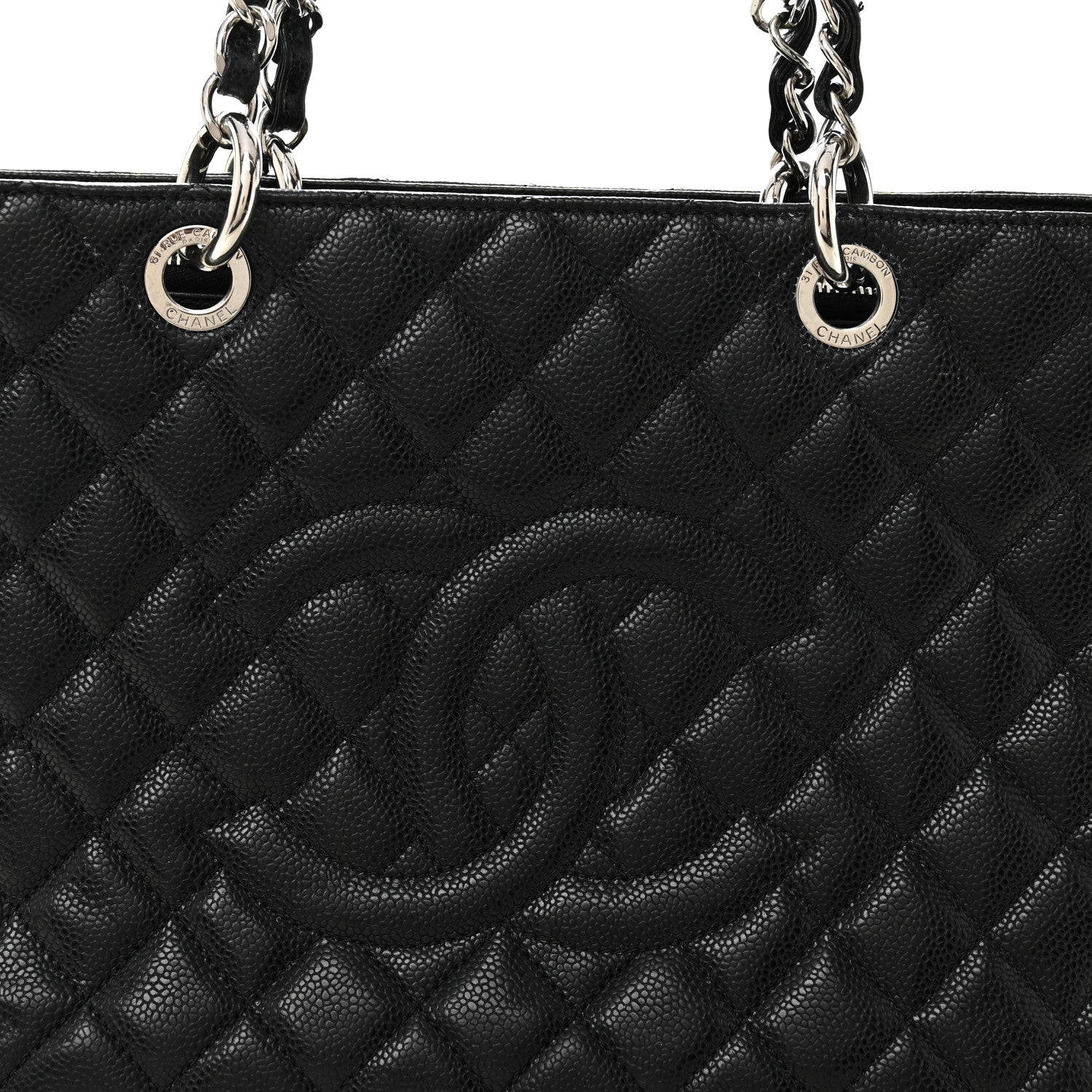 Caviar Quilted Grand Shopping Tote GST Black