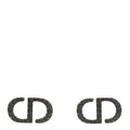 Ruthenium Crystal Petit CD Stud Earrings Black