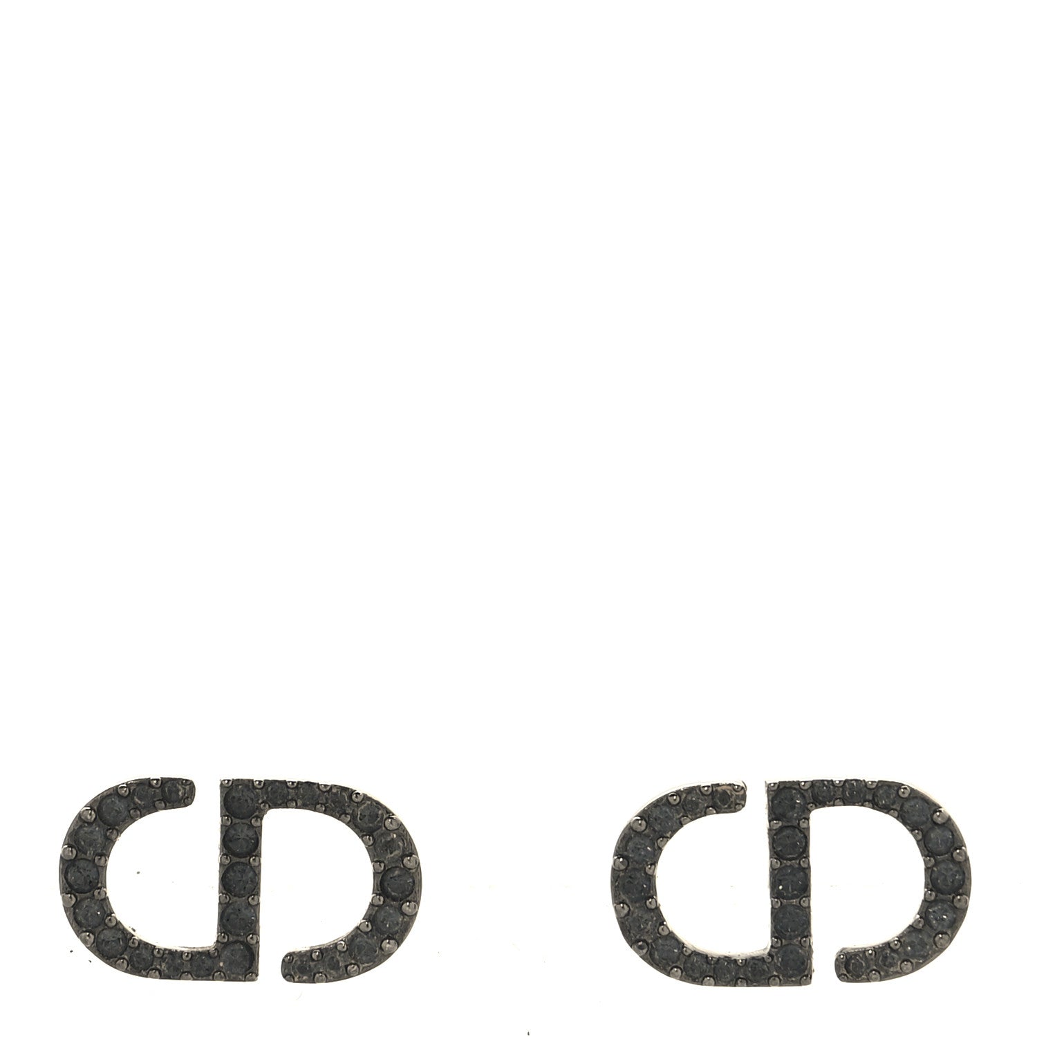 Ruthenium Crystal Petit CD Stud Earrings Black