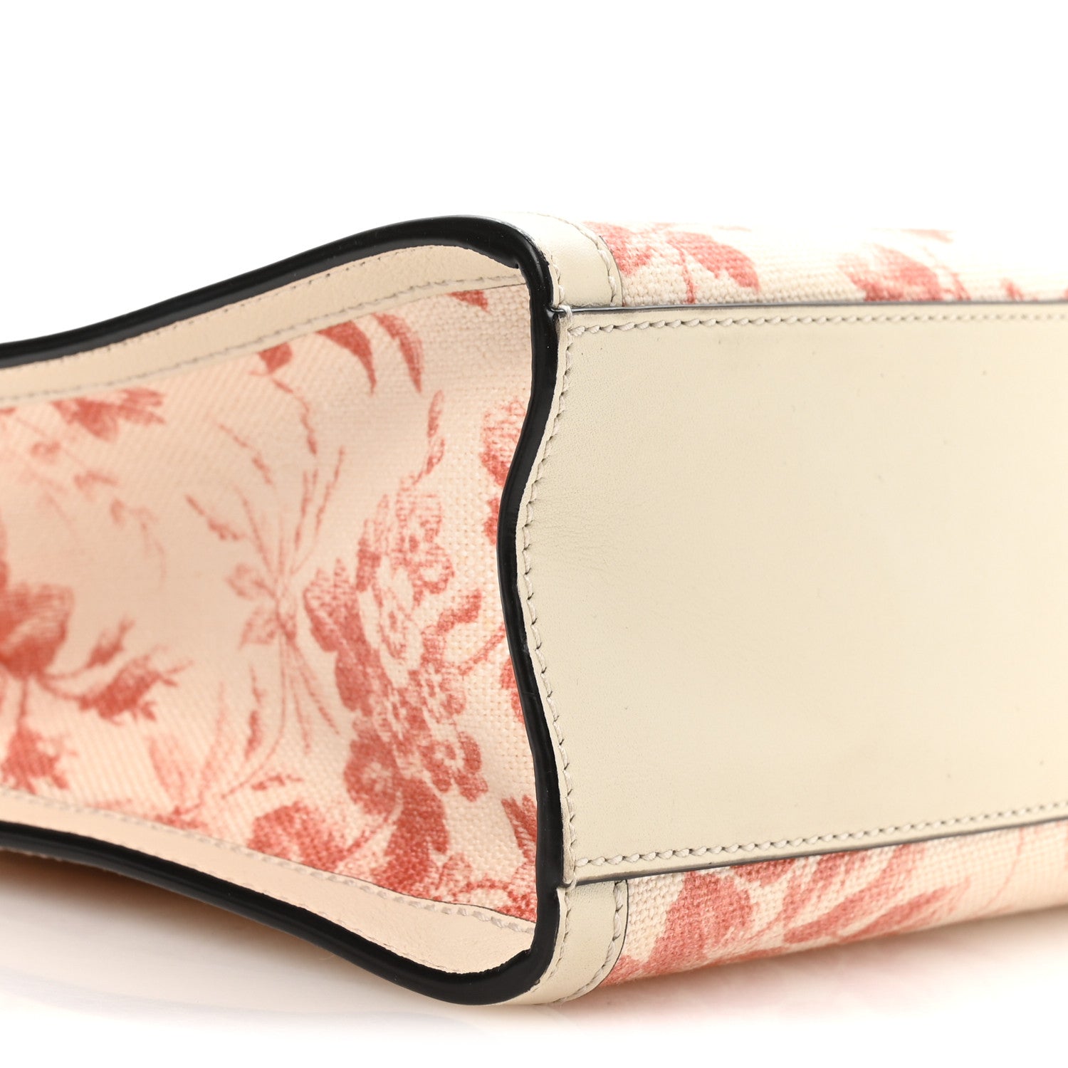 Canvas Herbarium Print Ribbon Top Handle Bag Pink White