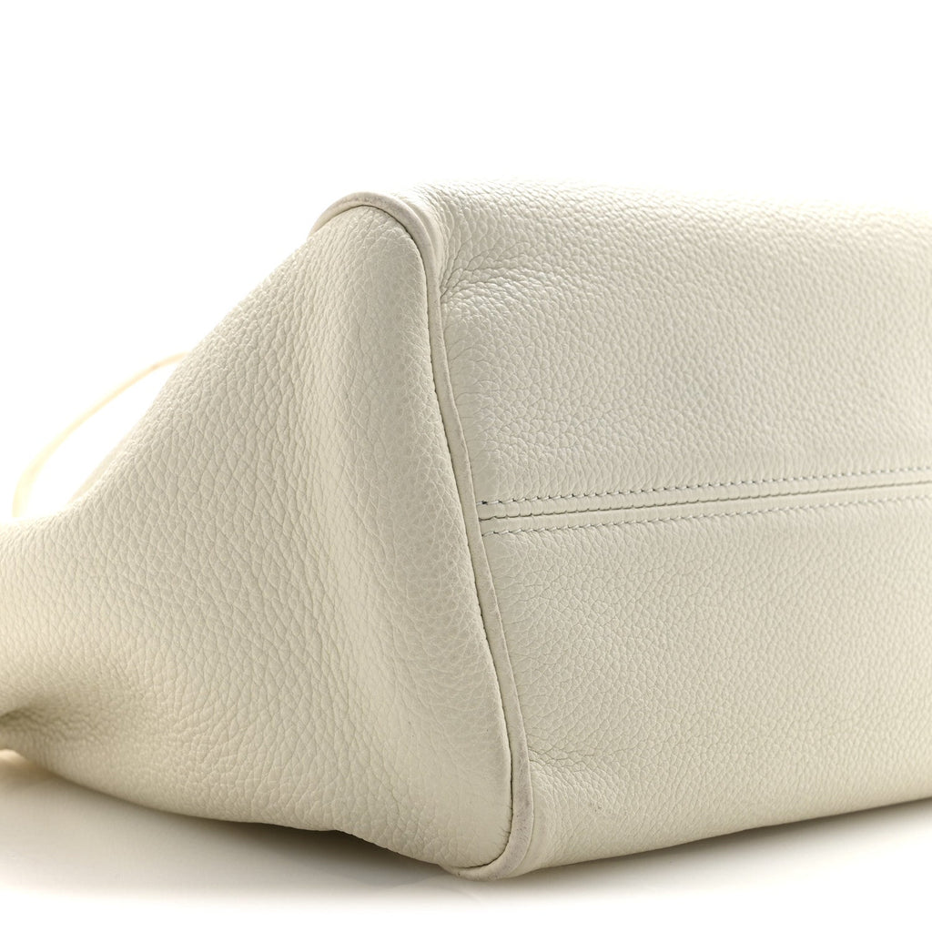 Calfskin Cuir Small Triomphe Cabas Drawstring White