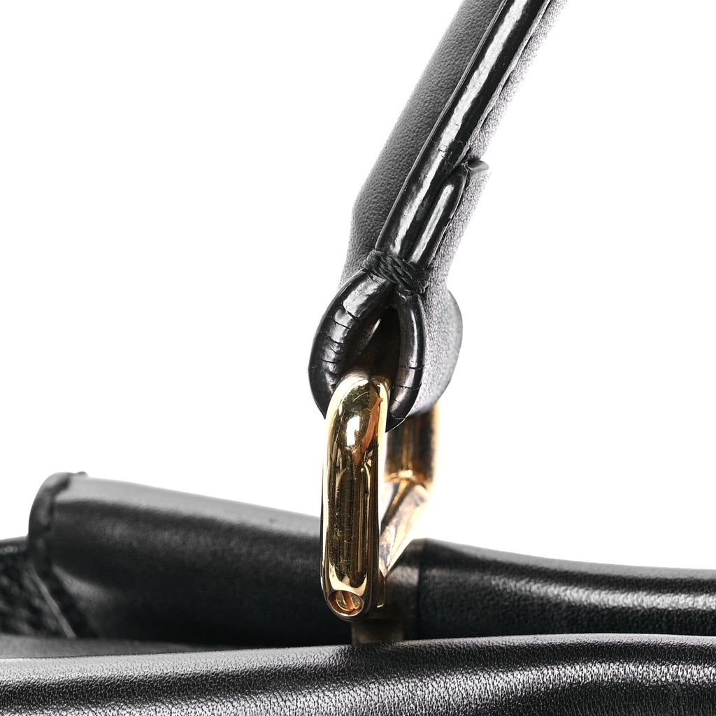 Vitello Seta Lace Up Medium Peekaboo Iconic Satchel Black