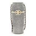 Metal Resin Lambskin Crystal Lipstick Case Long Necklace On Chain Silver Black Gold